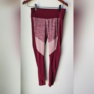 Reebok Active Sport Run Gym Full Length Leggings Burgundy Size S
